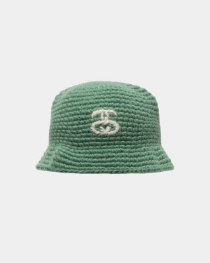 Stussy Bucket SS Link Knit Hats Green | Israel-07962