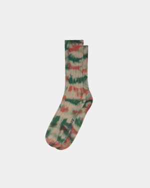 Stussy Multi Dyed Ribbed Socks Clay/Forest | Israel-12685