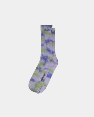 Stussy Multi Dyed Ribbed Socks Purple/Green | Israel-58701