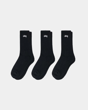 Stussy Stock Crew Pack Socks Black | Israel-49815